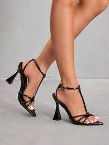 CUCCOO SZL Women's Fashionable Sexy Elegant Pointed Toe High Heel Sandals - Black - View 10