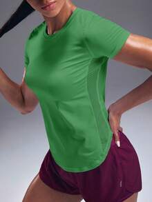 Powerista 透气柔软纯色运动压缩T恤健身房女士衬衫 - 綠色 - 查看 5