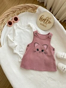 Bộ 2 món áo len dài tay dễ thương thường ngày cho bé gái sơ sinh và váy không tay họa tiết hoạt hình - Nhiều màu - Xem 4