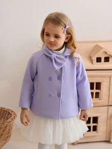 SHEIN 6个月至3岁女婴外套 休闲风格秋季女童服装 保暖外套 - 紫色 - 查看 3