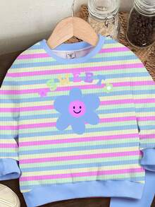 SHEIN 女婴休闲针织柔软厚圆领长袖运动衫和紧身裤套装，适合户外野餐、街头风格、家居和校园，秋冬季