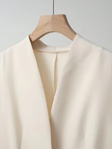 Franclia 1 Conjunto de Chaqueta de Blazer Elegante de Alta Gama y Vestido de Cuello Crew con Cuentas sin Mangas