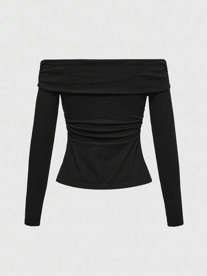 Grunge Punk Grunge Y2K Subculture Metal Graphic Asymmetric Hem Cutout Off Shoulder T-Shirt For Women