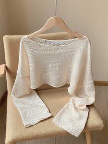 Travachic KIDS 少女亲子装（两件分开出售）可爱休闲针织杏色宽松长袖T恤 - 杏色 - 查看 2