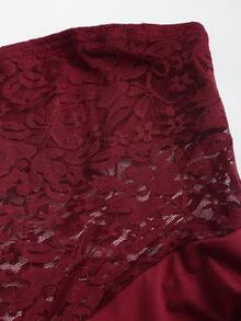 SHEIN Sweetro Elegant French Lace Strapless Minimalist Chic High-End Slim Fit Dress For Women - Red - View 4