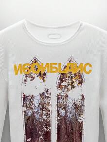 NEON BLANC 男士街头时尚针织圆领字母图案长袖T恤，秋季款 - 白色 - 查看 3