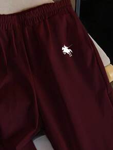 SHEIN EZwear Women's Casual Vacation Wide Leg Pants, Suitable For Summer, Suitable For Vacation,Fall,Fall Clothes For Women - Burgundy - View 6