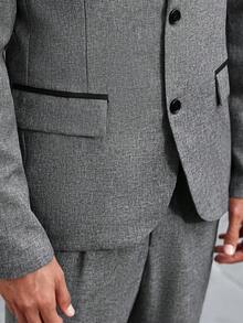 Calvornis 男士休闲商务两件套西装，纯色西装套装夹克和裤子，简约时尚休闲日常穿着婚礼西装舞会西装男士，适合情人节周年纪念日等场合，是送给男朋友或女朋友的绝佳礼物 - 深灰色 - 查看 5