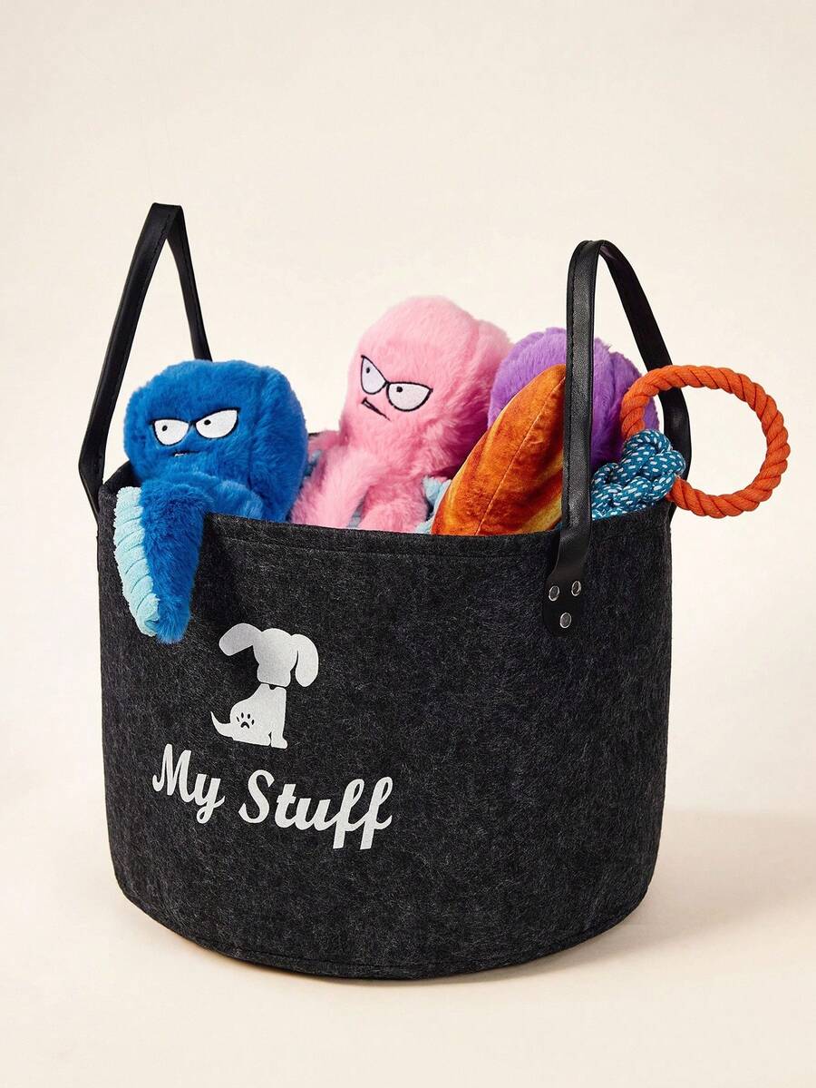 PETSIN 宠物毛毡储物箱 - 加厚毛毡收纳盒，用于收纳狗玩具和零食，轻便透气的储物篮