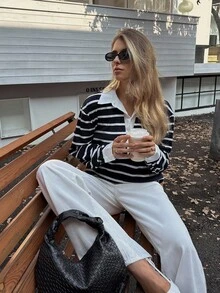 Elyressa Women's Casual Striped Long Sleeve T-Shirt - Multicolor - View 6