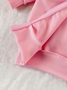 SHEIN 女婴秋冬新款休闲可爱碎花粉色小花保暖外套加厚连帽保暖外套 - 粉色 - 查看 8