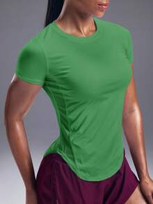 Powerista 透气柔软纯色运动压缩T恤健身房女士衬衫 - 綠色 - 查看 4