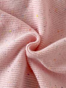 SHEIN Baby Mädchen Buchstaben Muster Raglan Ärmel gestrickter Cardigan und gestrickte Hose Lässig Outfit, Herbst/Winter - Babypink - Übersicht 3