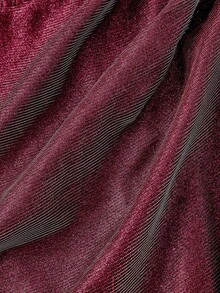 SHEIN MOD Women's Burgundy Glitter Ruffle Collar Midi Dress,Elegant Summer Dining Outfit,Luxury Sparkly Evening Wedding Guest Dress,Glamorous Party Clothing - Hot Pink - View 5