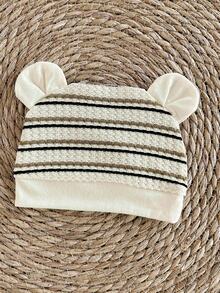 SHEIN Newborn Two-Tone Striped Long Sleeve Romper And Footed Pants With Adorable Hat, Home Outfit Set Newborn Neutral Outfit Baby Layette Set Coming Home Baby Outfit Knit Baby Outfit Neutral Baby Clothes Unisex Fall Winter Newborn Baby Layette Set - Multicolor - View 8