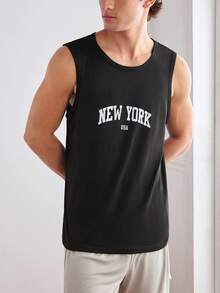 5pcs/Set Lightweight, Comfortable, Casual, Home, New York Style, Sportswear, Fitness, Men's Loungewear Tops & Tanks - Multicolor - View 5