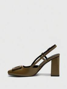 CUCCOO BIZCHIC Pantofi sport pentru femei, cu vârf pătrat, toc gros, din piele PU maro, fără slip-on, la modă, minimalisti, confortabili, pentru purtare zilnică și ocazii speciale