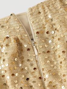 SHEIN MOD Damen Mode Party Pailletten Seitlicher Reißverschluss Weite Hose