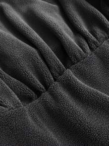 Modelyn Fashionable Korean Style Half-Zip Loose Flattering Elegant Dress, Autumn/Winter - Dark Grey - View 5