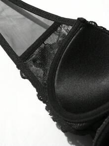 SHEIN Sexy Lace Bra Set For Small Bust, Gather & Lift, Anti-Sagging, Push-Up Bra - Black - View 8