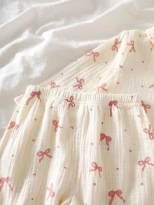 2pcs Baby Girls' Long Sleeve Top And Pants Set, Cardigan With Bow Pattern, Casual & Cute, Suitable For Spring/Autumn - White - View 8