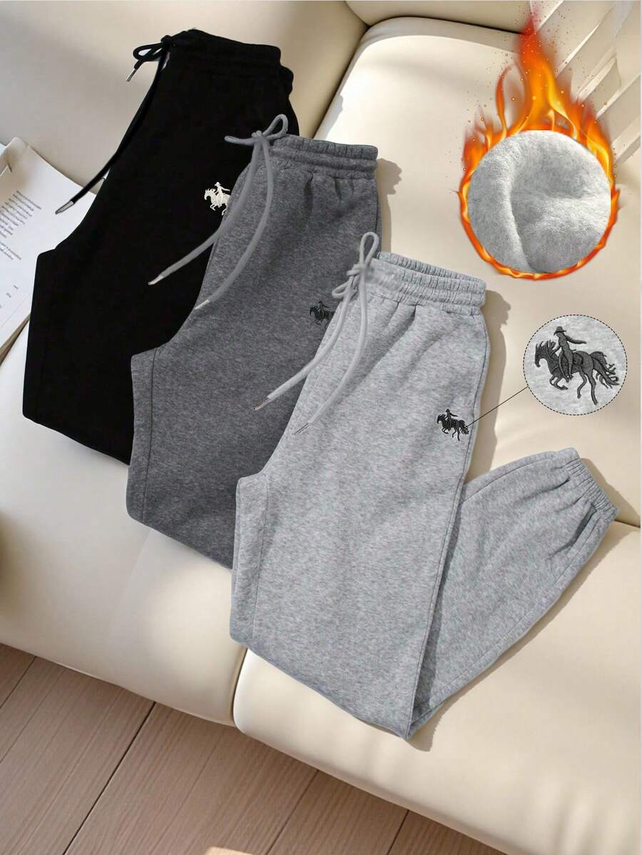 GlowEve CURVE 大码女式纯色羊毛松紧腰抽绳踝袖休闲运动裤 - 彩色 - 查看 1