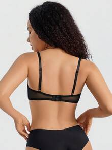 SHEIN Sexy Lace Bra Set For Small Bust, Gather & Lift, Anti-Sagging, Push-Up Bra - Black - View 2