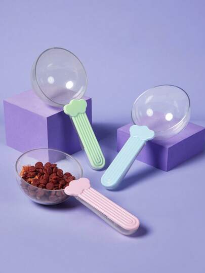 PETSIN 1PC Portable Pet Food Scoop Multi Function Measuring Spoon 3 Colors For Dogs Cats Feeding Grooming Travel Camping Home Kitchen Supplies Pet Accessories