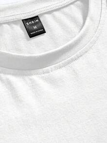 Chillumni Letter Print Men's Loose Fit Casual Round Neck Short Sleeve T-Shirt - White - View 3