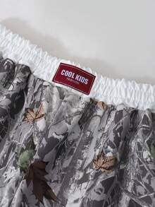 Sparklyn 少女秋叶印花休闲针织裤，美式秋冬印花设计宽松阔腿裤，修身优雅休闲裤 - 彩色 - 查看 7