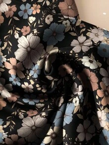 Rusticease Women's Casual Loose Floral Print Elastic Waist Wide Leg Pants, Apricot Color, Suitable For Autumn/Winter - Black - View 3