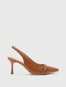 CUCCOO BIZCHIC Sapatos de salto alto com bico fino femininos, stiletto sexy, para uso ao ar livre/deslocamento/festa/casamento/escritório, bege - Castanho - Ver 2