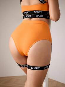 Menodora SHEIN Sport Damen Halloween-Themen Einfarbig Hoher Bund Cut Out Sportunterwäsche