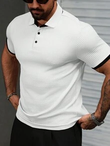 Manfinity CasualCool Men's Casual Contrast Trim Short Sleeve Polo Shirt, Summer Old Money,Men Buttoned Polo Polo Shirts For Men Collar Mens Short Sleeve Polo Mens Golf Shirt White Polo Shirt Men Men Polo Shirts Men Short Sleeve Polo Old Money,Daily Leisure, Weekend Trips, Outdoor Activities, Travel Expeditions, Relaxed Work Environments Or Semi-Formal Occasions,Boyfriend/Husband Gift, Anniversary Gift Christmas Outfits