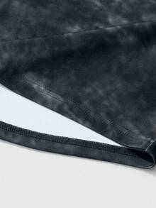 Manfinity LEGND 男士休闲时尚街头扎染十字架和标语印花宽松长袖 T 恤，春秋季 - 黑色 - 查看 5