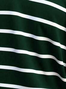 Manfinity Homme Men's Casual Striped Crew Neck Long Sleeve Sweater, Autumn/Winter Green Sweater Men Green And White Shirt Men Green Striped Shirt Rugby Long Sleeve For Men Striped Long Sleeve Green Striped Sweater Men Striped Long Sleeve Men Green And White Striped Shirt - Green - View 5