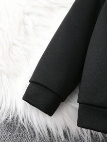 Set de 2 piezas de sudadera con capucha y pantalones con estampado de dibujos animados de monstruo, cocodrilo y avión para niño pequeño, para otoño/invierno - Negro - Ver 5