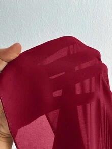 Elenzga Plus Size Women's Red Off-Shoulder Ruffle Long Sleeve Chiffon Blouse - Burgundy - View 8