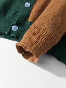 Manfinity CasualKnits Men's Casual Commuting College Style Patchwork Letter Pattern Button-Up Cardigan, Autumn/Winter - Multicolor - View 6