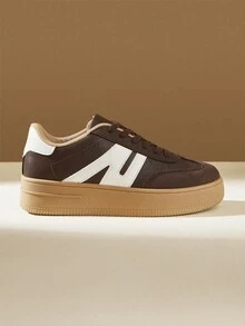 CUCCOO EASI 2025年新款豹纹厚底运动鞋，女士休闲运动鞋 - 咖啡棕 - 查看 3