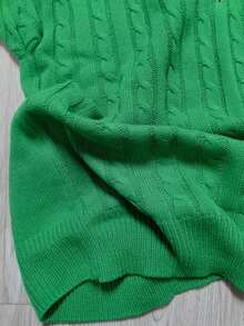 Manfinity Homme 男士休闲纯色拉链半襟粗针织毛衣，秋冬 - 薄荷綠 - 查看 7