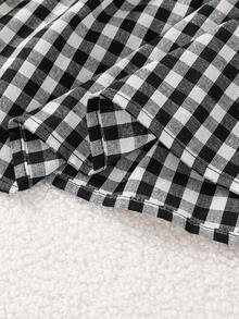 SHEIN 女童优雅黑白格子针织长袖连衣裙，秋冬格子女童两件套连衣裙，黑色两件套女童黑白连衣裙，秋冬女童两件套连衣裙，女童套装，格子裙，春秋法式连衣裙，秋冬女童连衣裙，女童格子裙，儿童黑色裙子，女童黑色长袖卫衣，适合上学穿着，女童黑色休闲卫衣上衣，适合儿童日常穿着，女童黑色蓬蓬裙