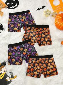 4件装男童万圣节数码印花平角内裤 - 彩色 - 查看 2