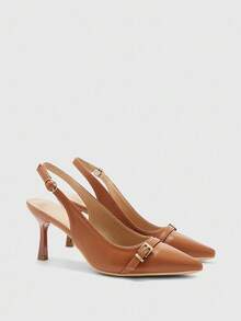 CUCCOO BIZCHIC Sapatos de salto alto com bico fino femininos, stiletto sexy, para uso ao ar livre/deslocamento/festa/casamento/escritório, bege - Castanho - Ver 6