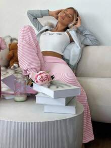 CovetEZ Quần sọc thường ngày cho nữ - Hồng - Xem 3