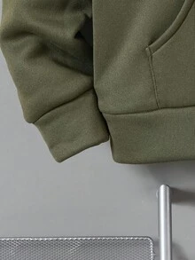 Vacaura 2pcs/Set Teenage Boys Thickened Hooded Dropped Shoulder Sweatshirt And Casual Sports Drawstring Pants Outfit