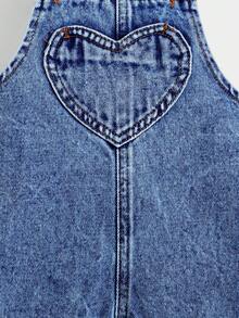 Cozy Pixies 女婴秋装荷叶边方领蝴蝶结牛仔连体衣（不含T恤） - 中等水洗藍 - 查看 6