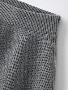 Maija Kids Young Girl Casual Solid Color Cable Knit Sweater And Mini Skirt Set, Autumn/Winter Fall - Light Grey - View 7
