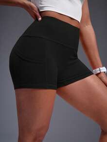 Powerista 宽带腰运动短裤带手机口袋弹力短裤骑行短裤氨纶短裤