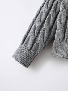 Maija Kids Young Girl Casual Solid Color Cable Knit Sweater And Mini Skirt Set, Autumn/Winter Fall - Light Grey - View 4